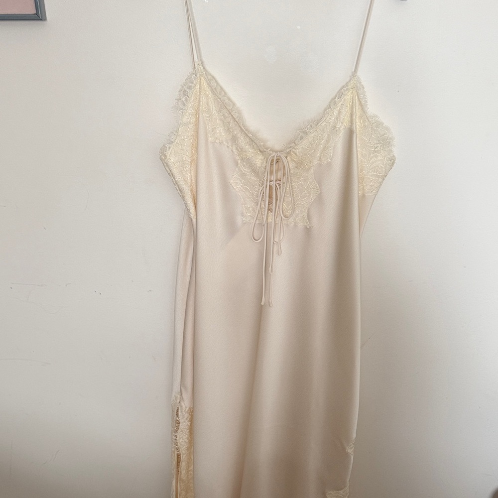 Zara Cream Lace Detail Slip Dress